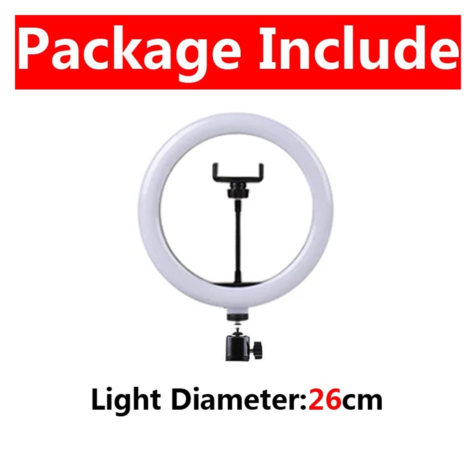 10-calowe oświetlenie LED do selfie, lampa LED do fotografii ze stojakiem na telefon, lampa fotograficzna (26 cm Only Lamp)