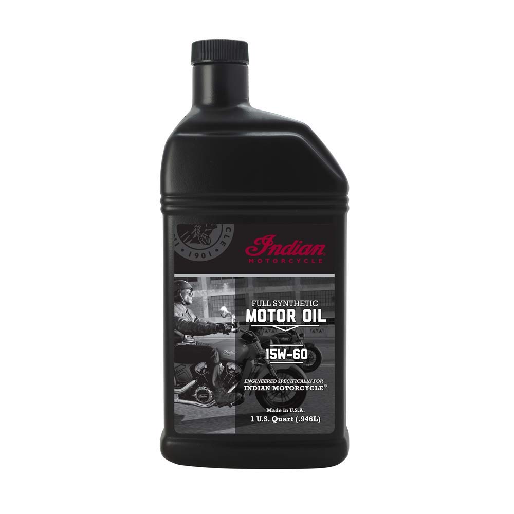 Indian Motorcycle Oil 15W-60 Full Synthetic, Fits All V-Twin Engine Models, Motor Oils, Ultimate Engine Protection, Outstanding Clutch Performance and Shear Stability, 1 Quart - Part 2880187