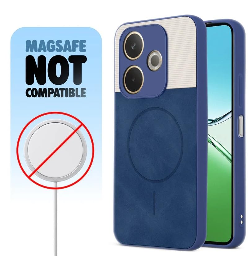 Image of Bintage CASE Dual-Leather Mac Safe Design Phone Case| Soft Touch Finish | Full Camera Protectection Back Cover Compatible for REDMI 13 5G / Poco M6 Plus - White & Royal Blue