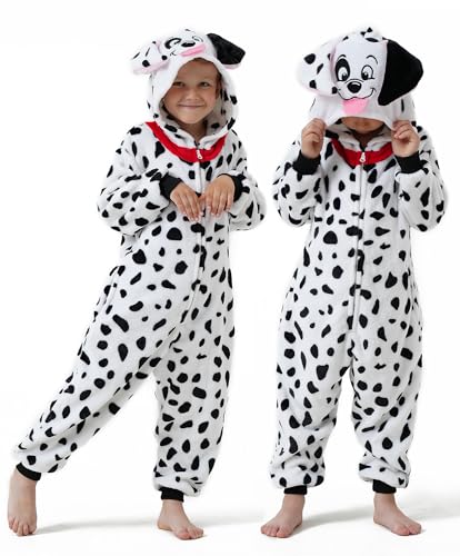 DILUFUN Kids Boys Girls Dalmatian Onesie Costume One Piece Pajamas Halloween Funny Animal Onesie Cosplay Costume Sleepwear Dalmatian 4-5T