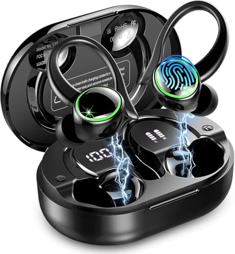 Image of Wireless Earbuds Sports, Bluetooth 5.4 Headphones Hifi Stereo, IP7 Waterproof, Over Ear Buds with 50H Playback, Earhooks Design, ENC Noise Cancelling Mic, Fitness Headset for Gym Running Workout