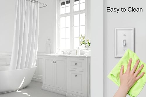 Miniatura 6 de OKAWYC Placa de pared de metal con cubierta de interruptor de luz de palanca individual, paquete de 4 unidades, color blanco, 1 banda, cubierta de