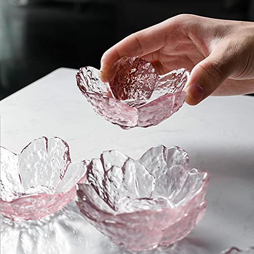 Glass Seasoning Dishes, Cherry-Blossom Tea Bag Holders,Pink Flower Snack Dip Bowls,Sakura Shaped Sushi Sauce Dishes Candle Holders,Set Of 6 For Housewarming,Christmas,Valentine's Day, Mother's Day #TOP2