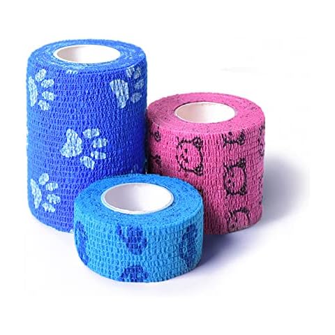 3 Rolls Self Adhesive Cohesive Bandage Non-Woven Cohesive Bandage Pet Vet Wrap for Dogs Cats and Horse Self Adherent Bandage No Woven Elastic Cohesive Tapes for Finger, Sports and Stretch Athletic Cover