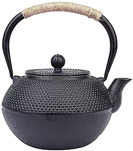 Tetera de hierro fundido de estilo japonés con infusor Tetera de hierro fundido hecha a mano vintage con infusor para té de hojas sueltas y bolsitas de té Tetsubin Tetera apta para estufa (tamaño: 0,9