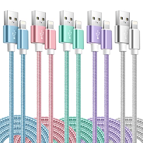 Câble iPhone [1m+2m+3m/Lot de 5] Cable Lightning Certifié MFi Chargeur iPhone Nylon Tressé Résistant Fil Charge Rapide Compatible avec iPhone 14 13 12 11 Pro Max XS XR X 8 7 7Plus/6s/6/5/SE,iPad