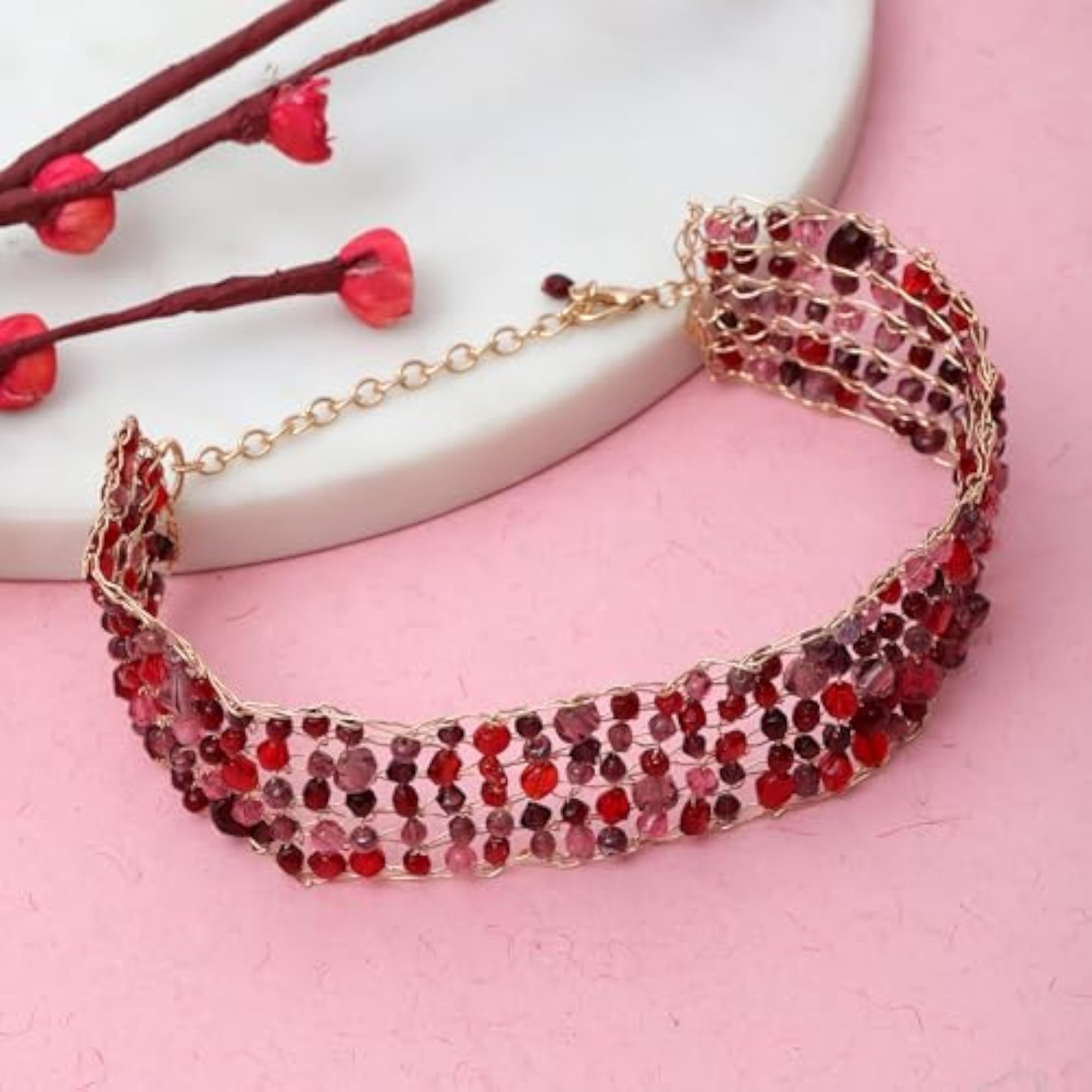 Women's Layered Glass Necklace Mala, Stylish Accessory