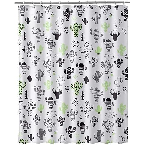 D'CASA Moderno Poliester, Cortina Baño Cactus Cover