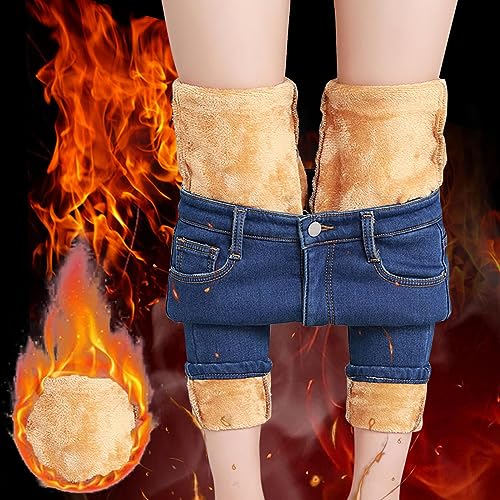 Fleece Lined Jeans Women High Rise Thicken Stretch Skinny Denim Pants Thermal Flannel Winter Jeans Jeggings 20243