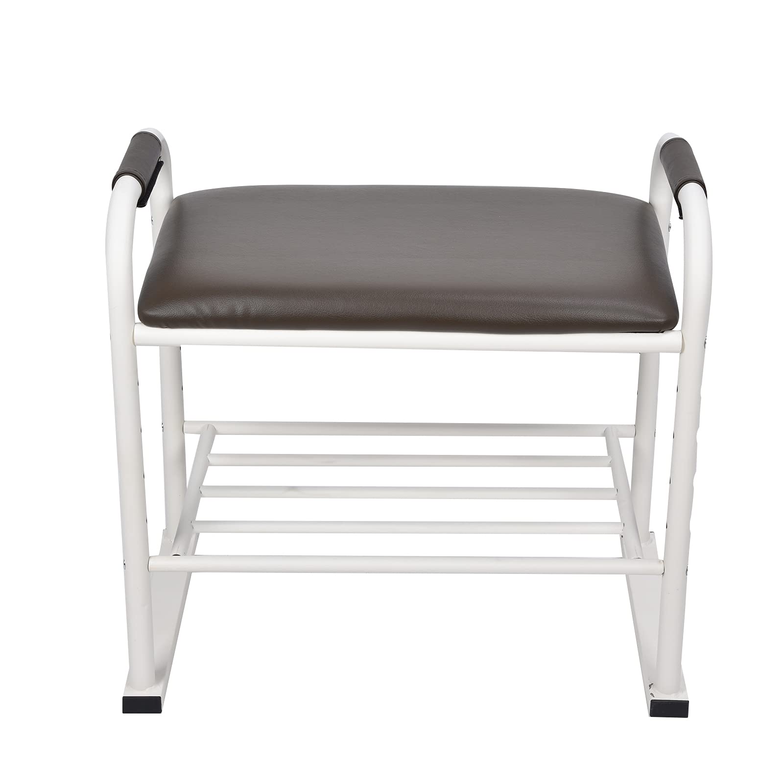 Ejoyous Banco para Zapatos con Cojín de Esponja Zapatero Tubo de Hierro y Taburete de Almacenamiento de Madera Compuesta 54,5 X 58 X 36 Cm Carga de 150 Kg para Entrada Pasillo Sala de Estar Dormitorio