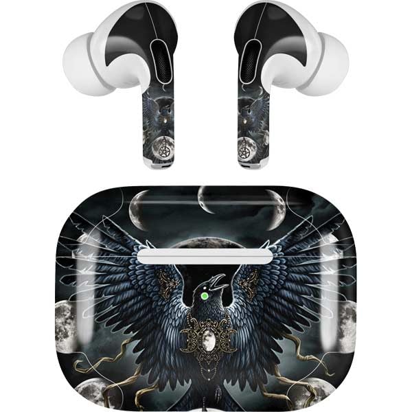 Skinit Decal Audio Skin Compatible with Apple AirPods Pro - Officially Licensed Sarah Richter Crow and Moon Phases by Sarah Richter Design