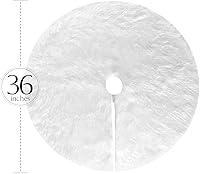 Vista 3 de Falda blanca para árbol de Navidad, falda de árbol de piel sintética, grande de lujo, 48 pulgadas, 36 pulgadas, 30 pulgadas, redonda