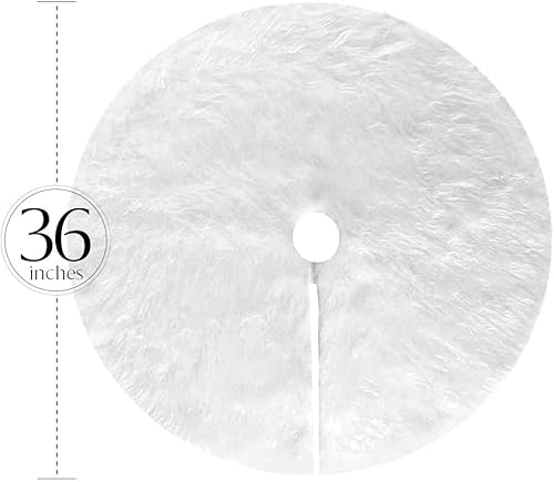 Miniatura 3 de Falda blanca para árbol de Navidad, falda de árbol de piel sintética, grande de lujo, 48 pulgadas, 36 pulgadas, 30 pulgadas, redonda para
