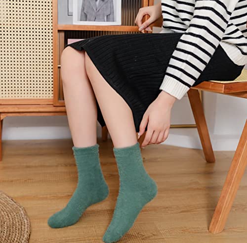 Image of TINTAO Womens Fuzzy Wool Boots Socks,Thick Knit Vintage Winter Warm Cozy Casual Crew Socks,Slouch Calf socks Gifts,#L1009