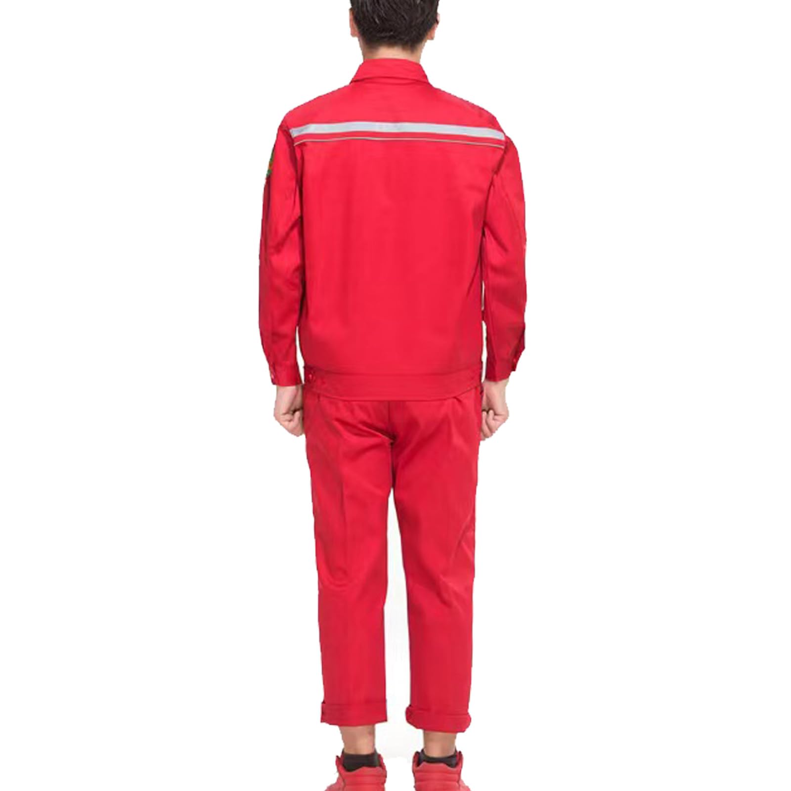 Zip-Front Coverall Workwear Suit Chaqueta De Manga Larga Pantalones De Trabajo Ropa De Trabajo Con Cinta Reflectante