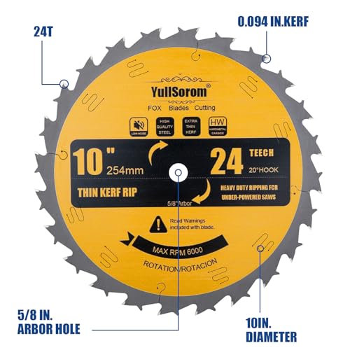 Image of 10 inch Circular Saw Blade 24T Combo Pack with 5 /8 inch Arbor,Ultra Fine Finish for Wood Cutting, Thin-Kerf