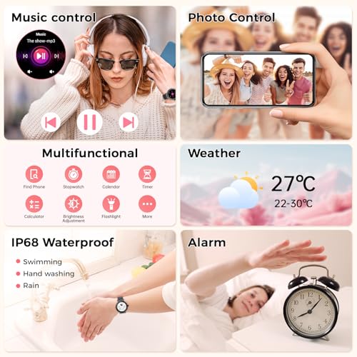 Image of Matast Smart Watch for Women, 1.19 inch AMOLED Display Fitness Tracker Bluetooth Make /Answer Call, Watches with 110+ Sports Modes /Heart Rate /SpO2 /Sleep Monitor, Smartwatch IP68 Waterproof for Android iOS