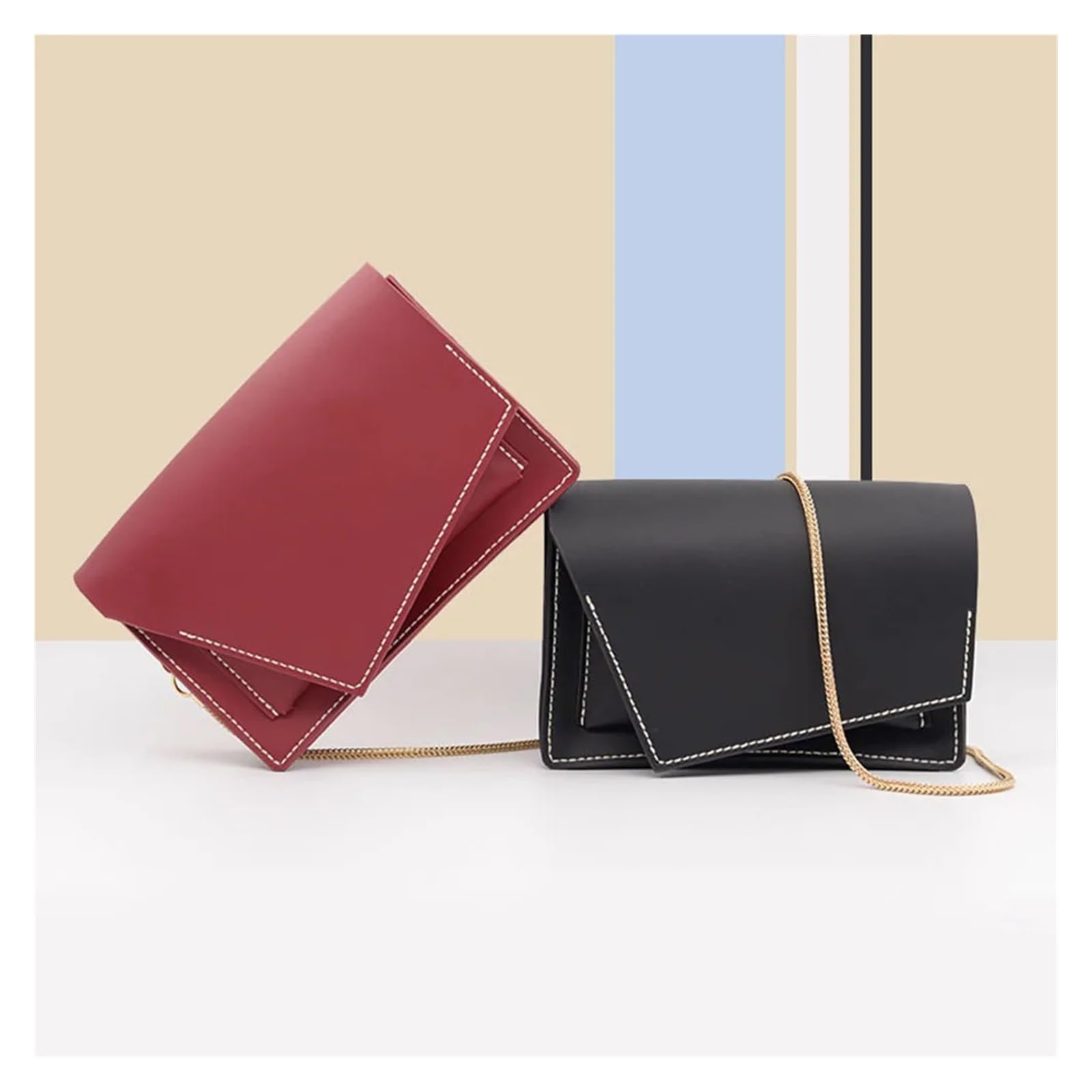 Kit Para Hacer Bolsos Conjunto de Material cuero for lápiz labial, maquillaje, teléfono, bolso hombro, DIY hecho a mano(Red color)