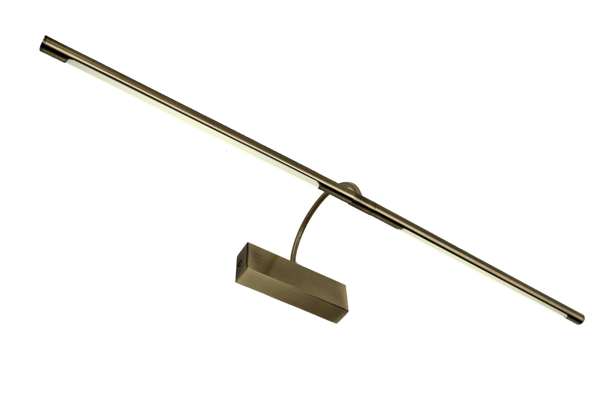Aplique LED de pared para iluminar cuadros, espejos, 10W, luz cálida 3000K, bronce antiguo, articulado. Doble pantalla,74cm