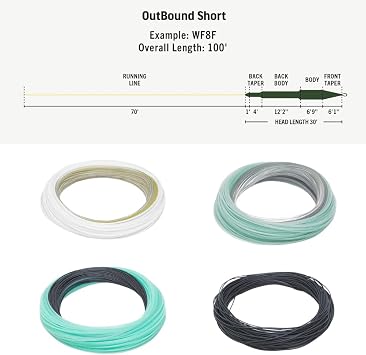 RIO PRODUCTS Premier Outbound Short Fly Fishing Line, Exceptionally Powerful, Easy to Cast Big Flies for Maximum Distance, Ultra-Slick Performance, Clear/Moss/Ivory, 100ft, WF5F