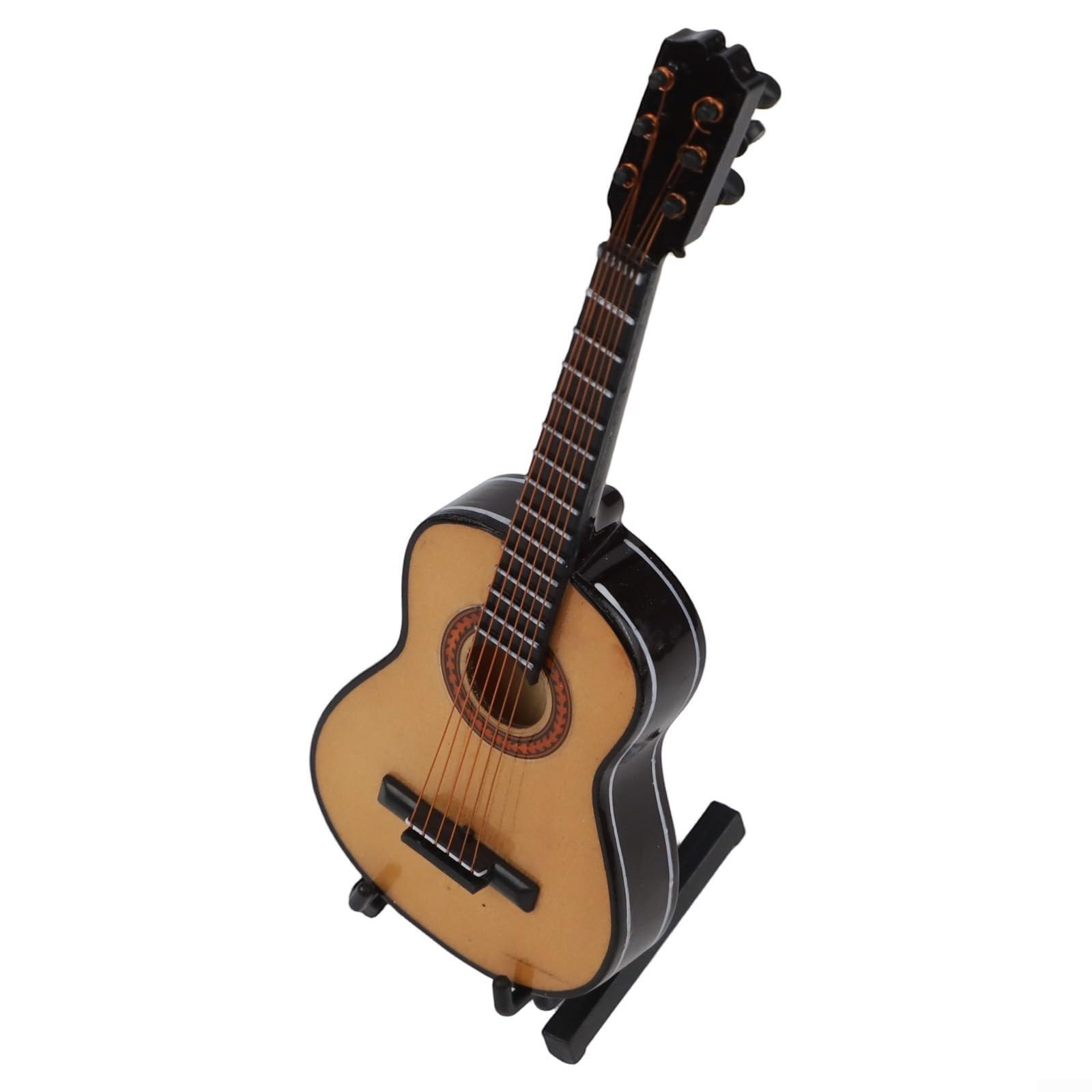 Réplique miniature de guitare classique en bois massif avec support pour bibliothèque, bureau ou meuble mural (bois)
