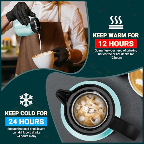 Image of Small Insulated Coffee Carafe, 27 oz, Keeps Hot for 12H, Blue | Thermal Carafe, One-Hand Pour, Leakproof Lid, Anti-Slip Base for Personal Use