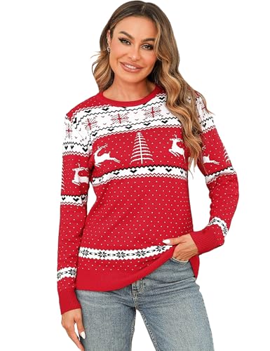 Irevial Christmas Sweater Damen Weihnachtspullover Lustiger Pullover...