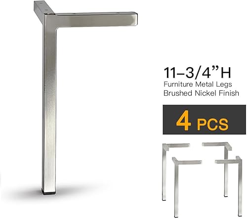 Miniatura 9 de Muebles patas de metal, tubo cuadrado de metal  juego de 4 nuevos (11-34 pulgadas de alto, negro)