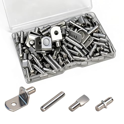 104PCS Shelf Pins Kitchen Cabinet Premium 4 Styles Kitchen Cabinet Shelf Support Pins Metal Shelf Support Pegs - Cabinet Shelf Bracket Pegs Shelf Holders Pegs for Kitchen Bookshelf Closet Furniture