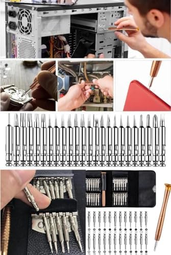 Busstier 25 Parça Tornavida Tamir Seti, Deri Cüzdan Kılıflı, Bilgisayar, Telefon ve Saat Tamir Kiti - Görsel 4