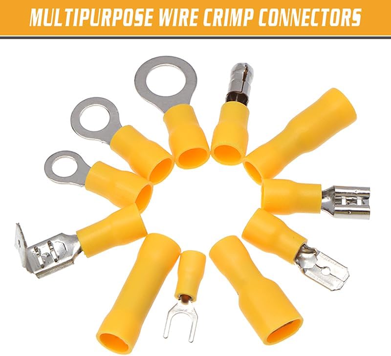 300pcs Crimp Spade Terminal + Crimping Plier Assorted Electrical Kit Insulated Ring Fork Spade Butt Wire Cable Connector VUQLDHAYZ