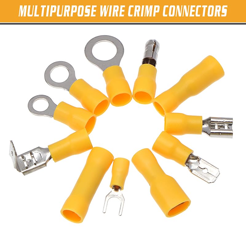 300pcs Crimp Spade Terminal + Crimping Plier Assorted Electrical Kit Insulated Ring Fork Spade Butt Wire Cable Connector AIQFTGSNS