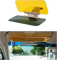 Suvnie Viseira antirreflexo 2 em 1 dia e noite, viseira de bloqueio solar anti-UV para automóvel, viseira de sol de carro HD ajustável para condução mais clara