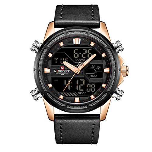 [Watches for Men] NAVIFORCE 9138L Mens Watch - Fashion Sport Military - Digital Dual Time Display - Casual Japanese Quartz Watches (05)