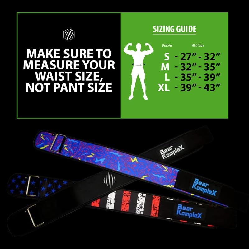 Miniatura 3 de Bear KompleX Cinturón de levantamiento de pesas recto de 4 pulgadas para levantamiento de pesas en casa, sentadillas, entrenamiento con pesas y más.