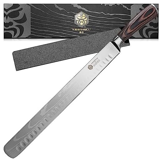 Kessaku Slicing Carving Knife - Samurai Series - Japanese Etched High Carbon Steel, 12-Inch