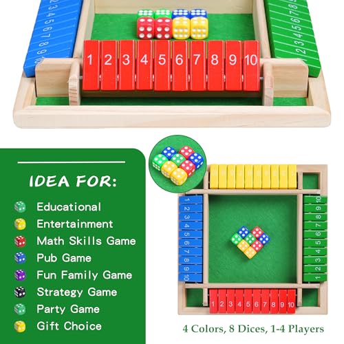 Juego de Mesa Shut The Box tamaño viaje para 4 jugadores miniatura 2