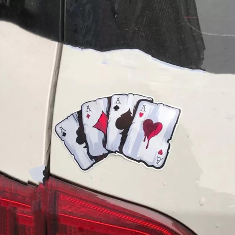 Aufkleber KFZ Auto Motorrad - Poker ASSE - Kartenspiel - Car-Sticker (Schwarz) – Bild 3