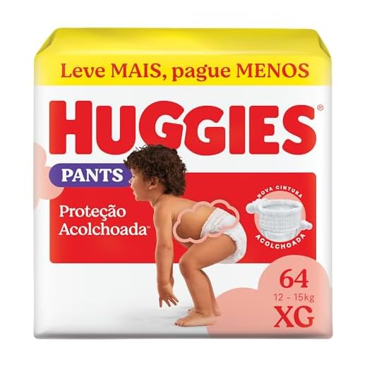 Fralda Pants Huggies Proteção Acolchoada Tamanho XG 64 unidades – Nova Fralda Supreme Care estilo roupinha, que veste como shortinho e com cintura acolchoada super macia que previne marquinhas, fácil de colocar e tirar (embalagem pode variar)