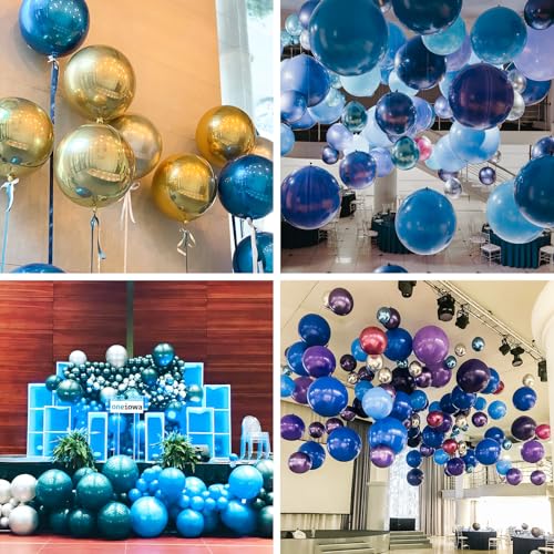 Image of PartyWoo Light Blue Foil Balloons 6pcs Large Round Giant Jumbo 4D Balloons