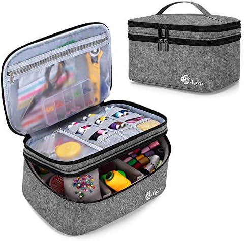 Luxja Sewing Accessories Organiser, Double-Layer Sewing Supplies Organiser for Needles, Scissors, Measuring Tape, Thread and Other Sewing Tools ( NO ACCESSORIES INCLUDED) (Purple, Small)