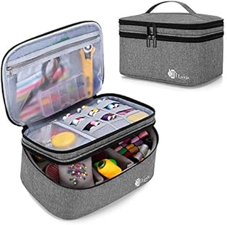 Luxja Sewing Accessories Organiser, Double-Layer Sewing Supplies Organiser for Needles, Scissors, Measuring Tape, Thread and Other Sewing Tools ( NO ACCESSORIES INCLUDED) (Purple, Small)