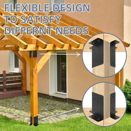 Soportes de base de poste para pérgola de madera resistentes en hormigón y patio, pack de 4 8