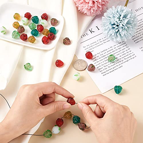 Craftdady 35Pcs Handamde Bumpy Strawberry Lampwork Beads with Gold Sand Small Translucent 3D Cute Fruit Glazed Beads for Necklace Bracelet Jewelry Making 7 Styles - Image 4