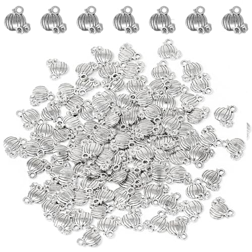 Honbay 100PCS Alloy Fall Charms Pendant Autumn Pumpkin Pendant Thanksgiving Halloween Bead Charms for Earrings Bracelets Necklaces Keychains Jewelry Crafts Making