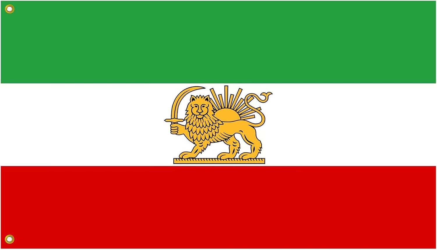 Old Iran Flags 6x10 FT Persia Historic Former Iran Lion Sun Iranian Revolution Flag- Vivid Color, Fade Proof, Double Stitched - Polyester with Brass Grommets for Garden Outdoor Indoor