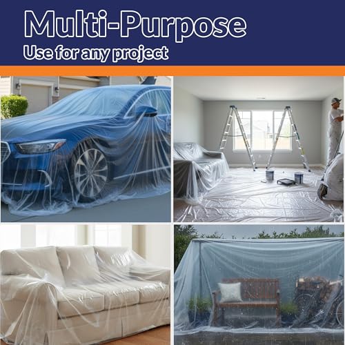 Image of Aqbah Multipurpose 12x24 Ft Waterproof Plastic Sheet | Polythene Dust Cover for Painting, Furniture, Floor, Car, Bike & Outdoor Protection