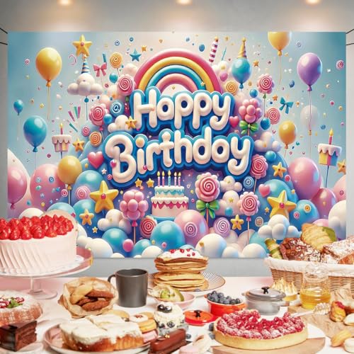 Fondo para cumpleaños colorido 70.8 x 47.2 pulgadas miniatura 3