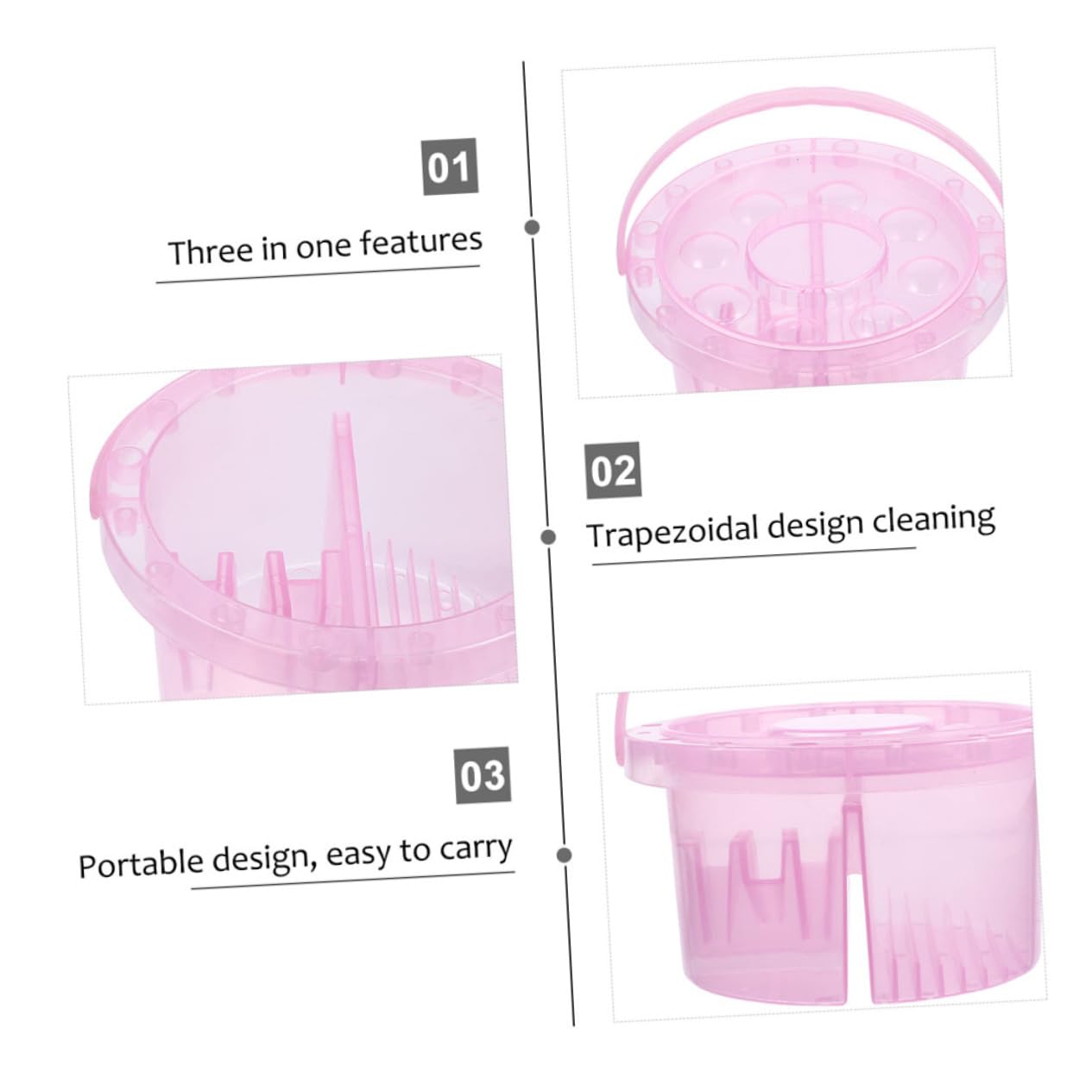 Veemoon Painting Brush Basin Tub Shabu Pen Bucket with Holder for Acrylic Watercolor Cleaning