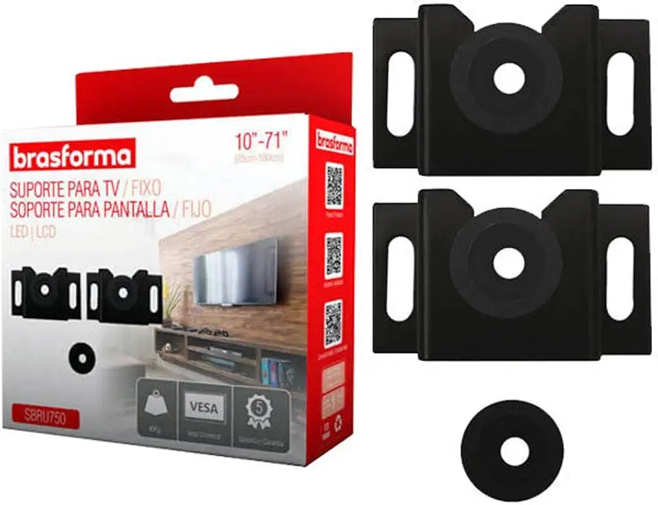 Suporte de parede para TV 10-71" SBRU750 BRASFORMA, Brasforma, SBRU750, Preto